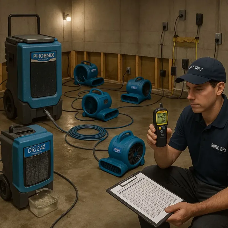 Structural Drying and Dehumidification process in Hazardville, CT